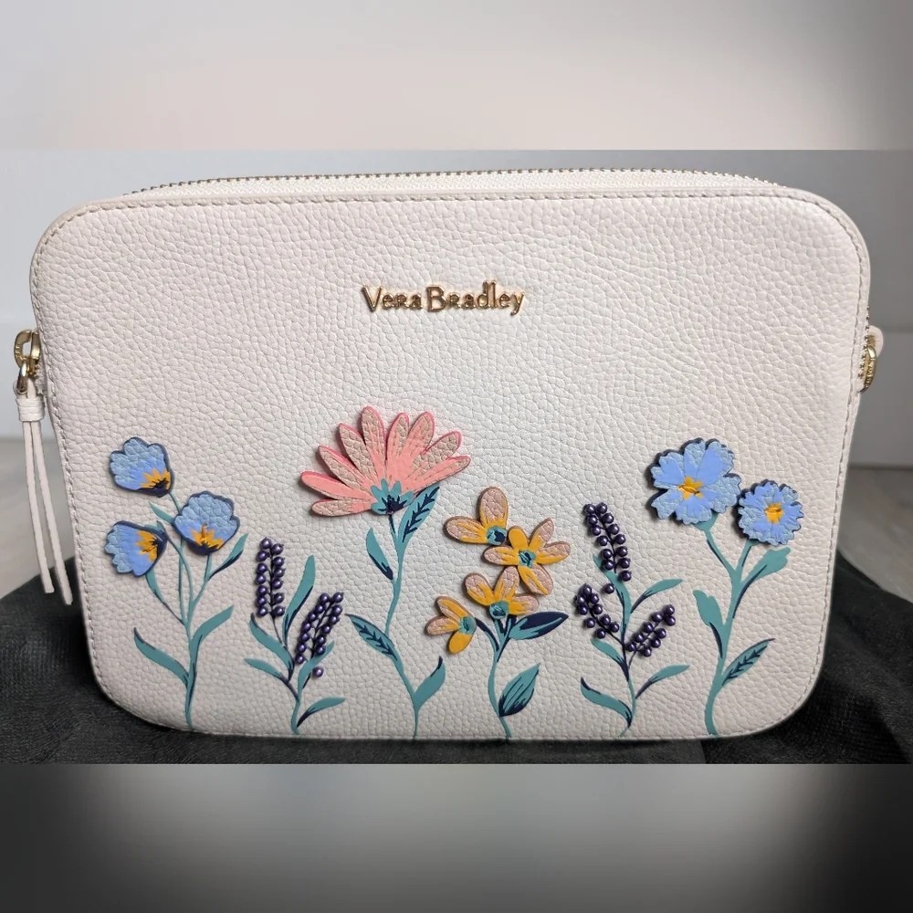 Vera Bradley Leather Evie Crossbody In Paradise Garden Floral - Picture 2 of 7